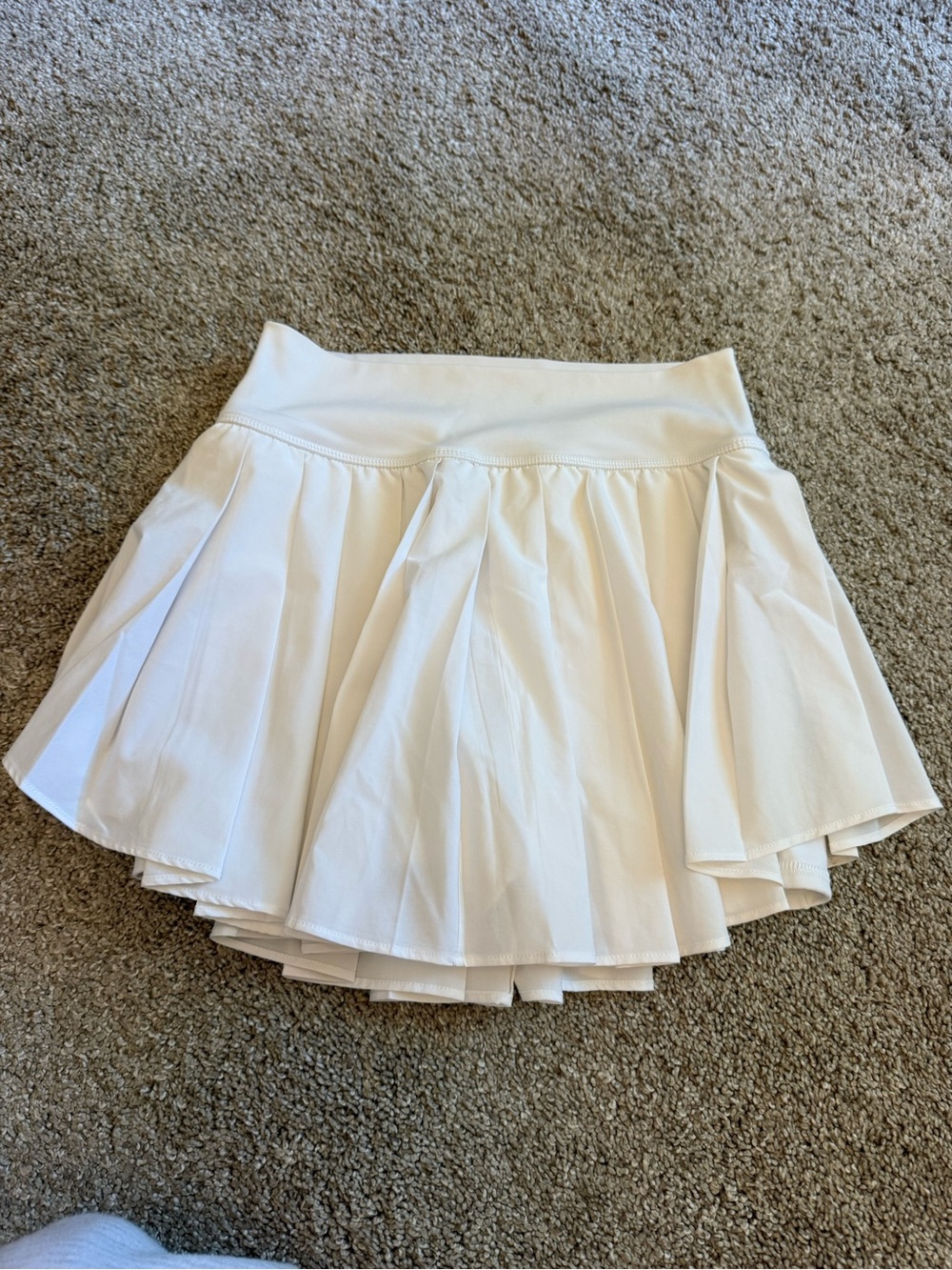 aerie White Pleated Skater Skirt